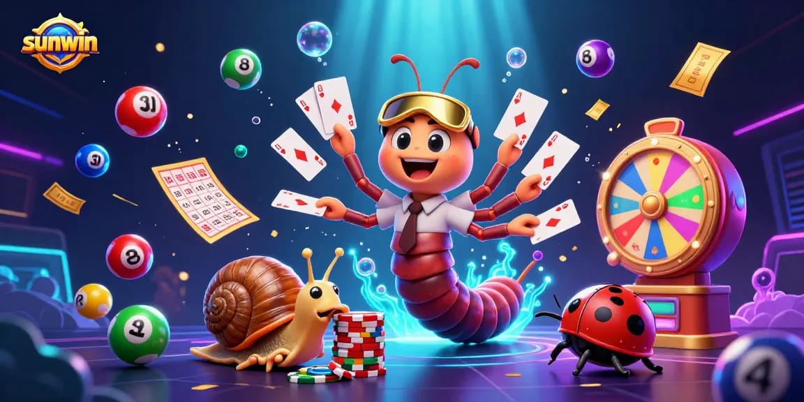 Engage with the sunwin casino scene featuring animated characters and vibrant gaming elements.