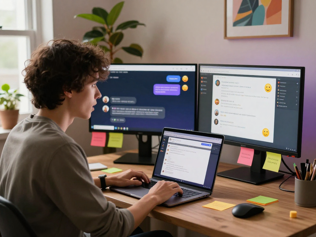 Engaging in nsfw ai chat within a cozy digital workspace, showcasing lively interaction.