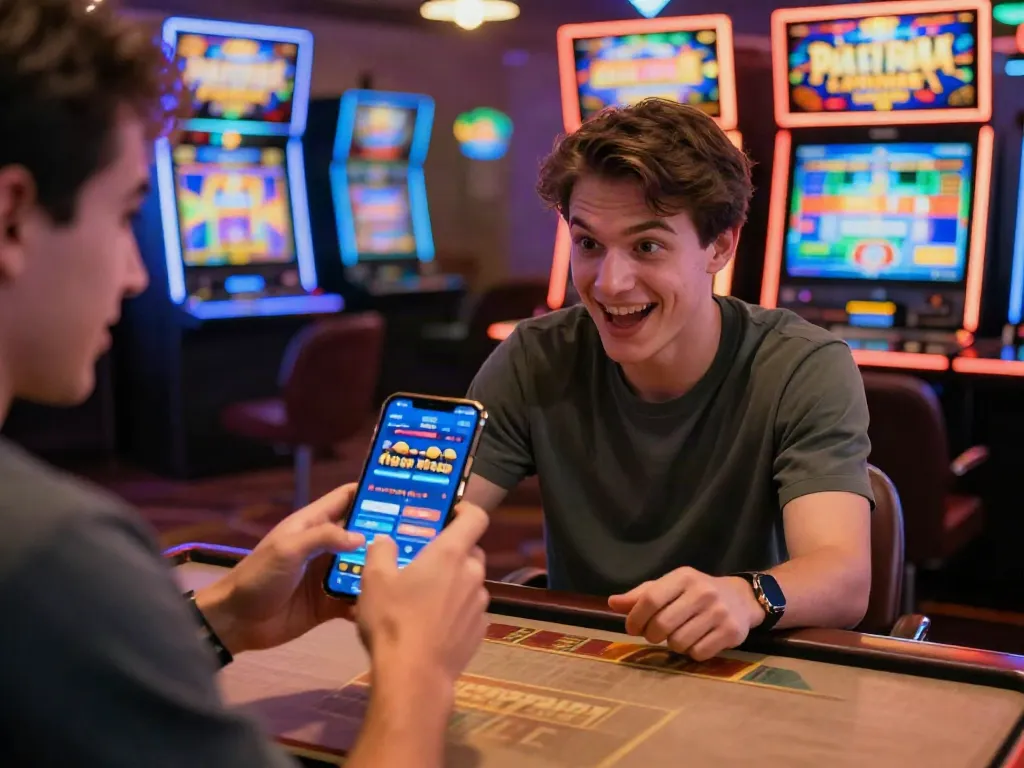 User engaging with 1da88.it.com mobile app for online gambling, showcasing vibrant gaming environment.