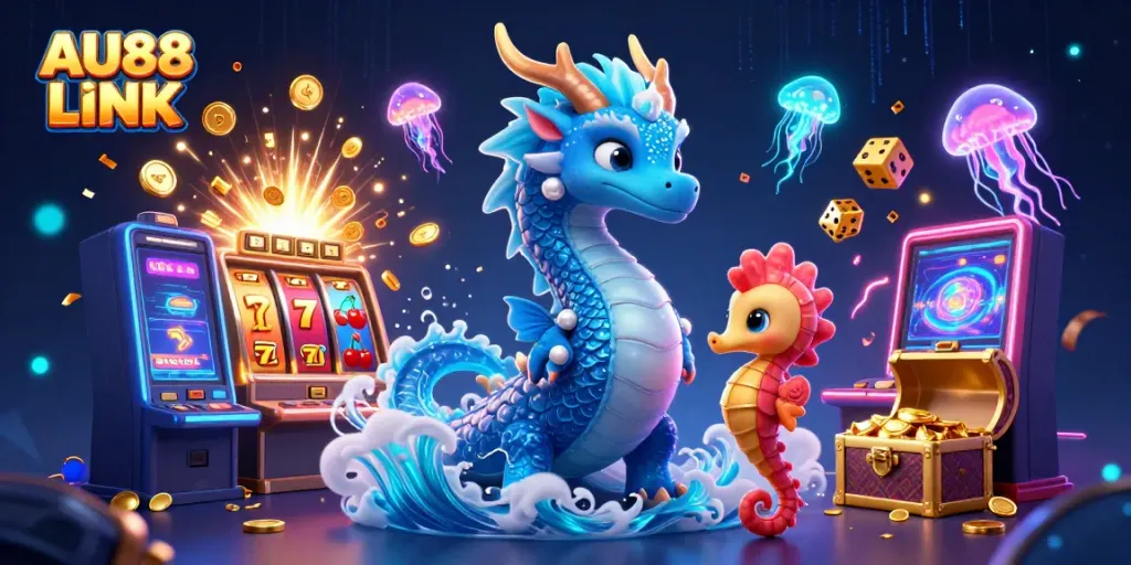 Engage in thrilling gaming experiences at AU88 LINK with dynamic slot machines and vibrant characters.
