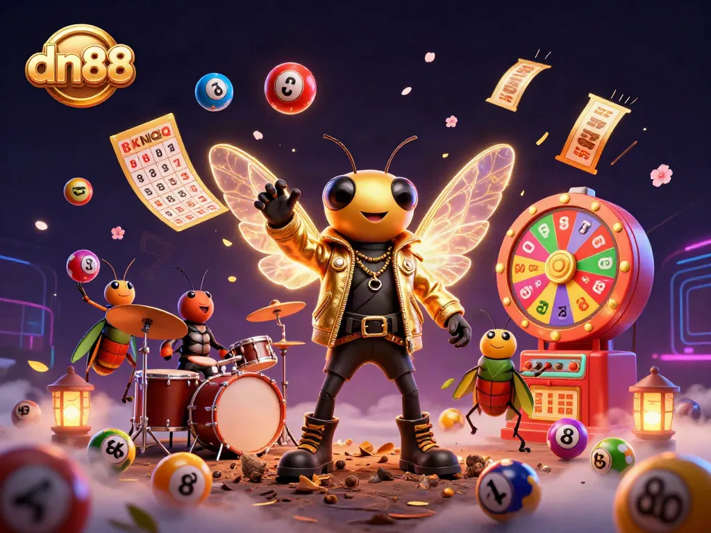 Engage with dn88's vibrant 3D casino experience featuring dynamic lottery elements and lively live music.
