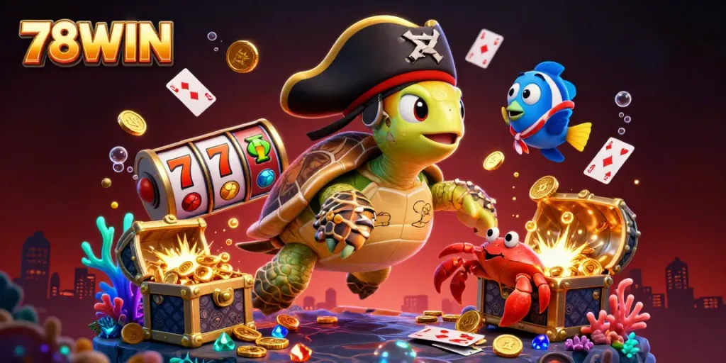 Engage with thrilling online games at 78WIN, featuring a vibrant underwater scene with casino elements.