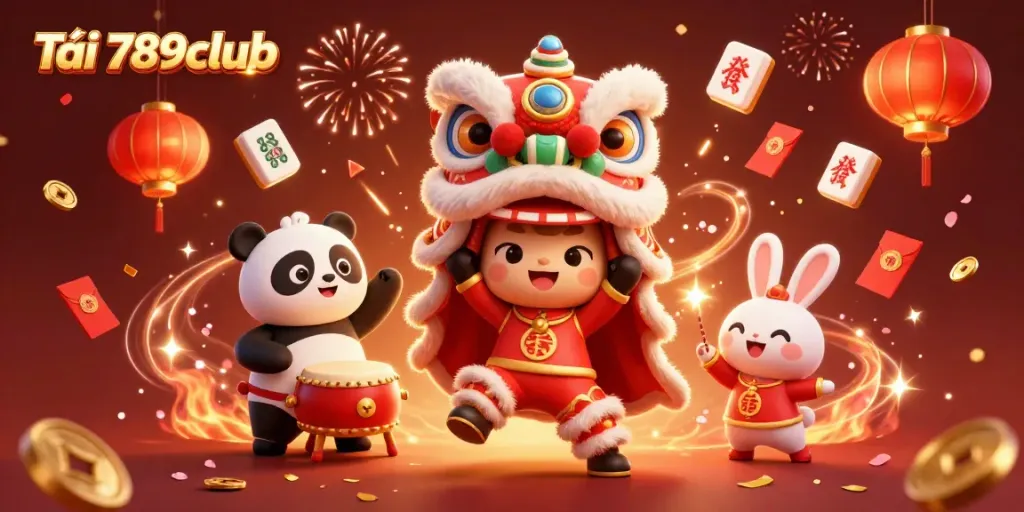 Players can enjoy fun with Tải 789club in a festive environment filled with vibrant characters.