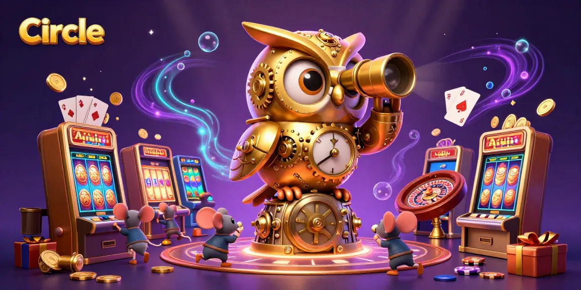 Engage in exciting casino action featuring Circle with a golden owl and whimsical mouse patrons.