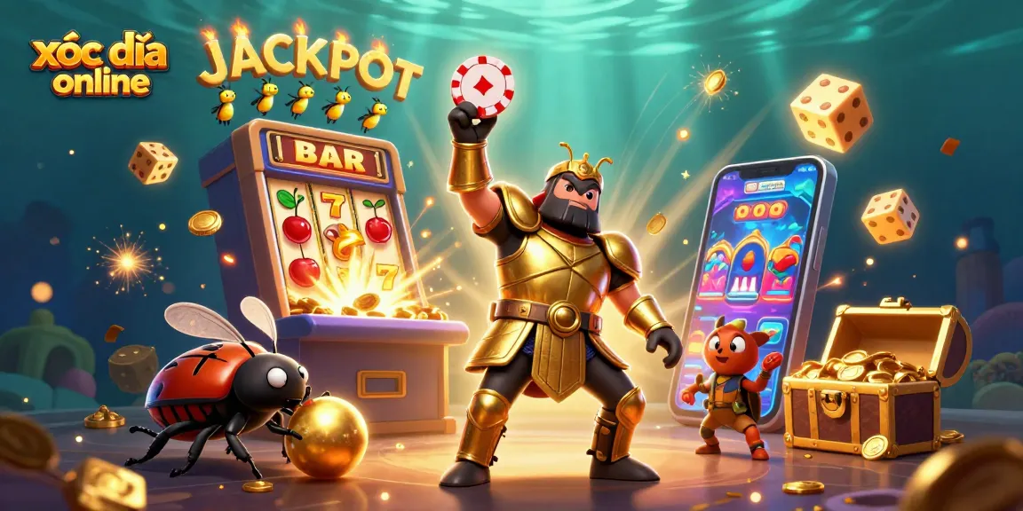 Engaging illustration of xóc đĩa online gameplay, featuring beetles and vibrant casino elements in action.