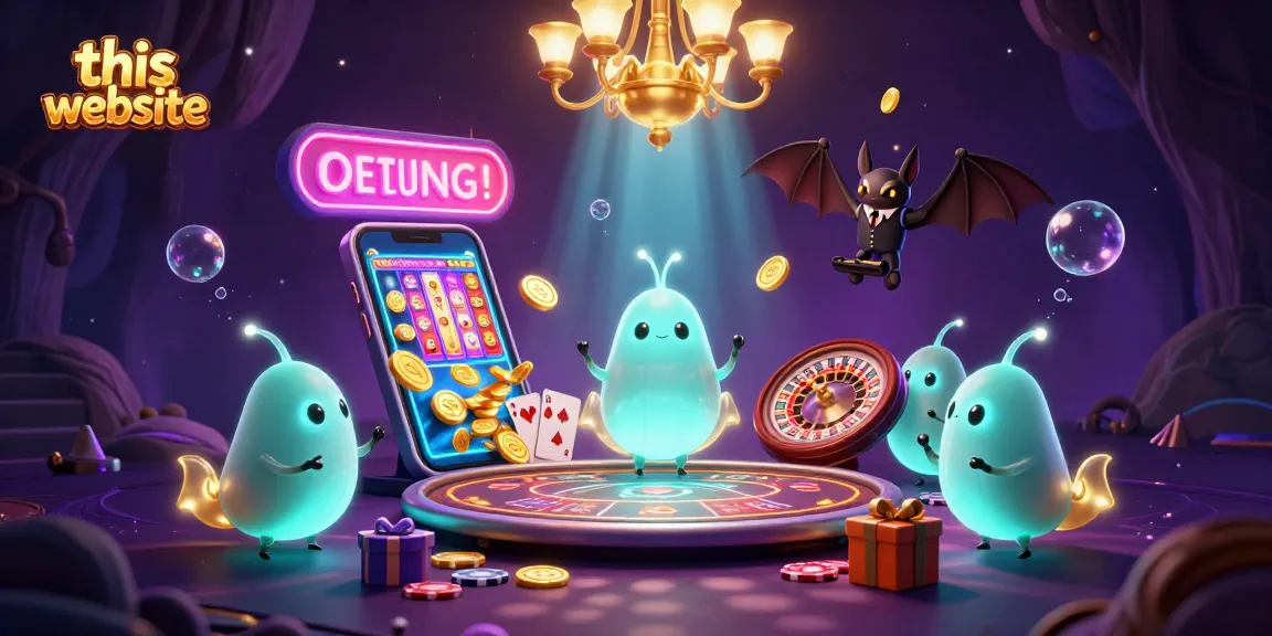 This website showcases a vibrant 3D cartoon casino scene featuring glowworms and a bat dealer, immersing players in a unique gambling atmosphere.