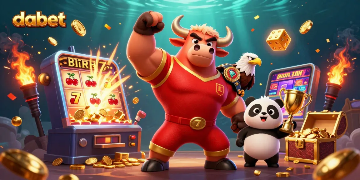 Dabet's vibrant casino victory scene with animated characters and jackpot excitement.