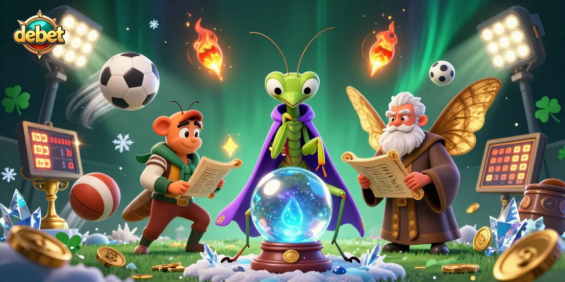 Engage in exciting betting with debet amidst a fantastical casino scene featuring whimsical characters and dynamic sports elements.