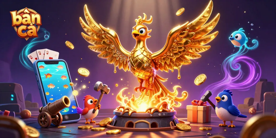 Engage in the thrilling bắn cá experience with golden phoenix and sea creatures in a vibrant casino setting.