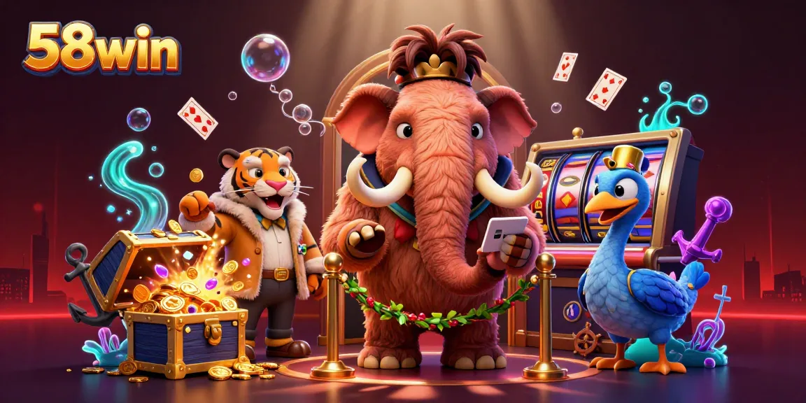 Experience the thrilling atmosphere of 58win casino with vibrant characters and dynamic game elements.
