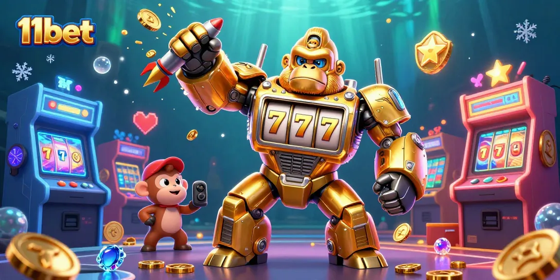 Experience thrilling wins with 11bet's vibrant 3D gaming scene featuring dynamic slot elements and engaging characters.