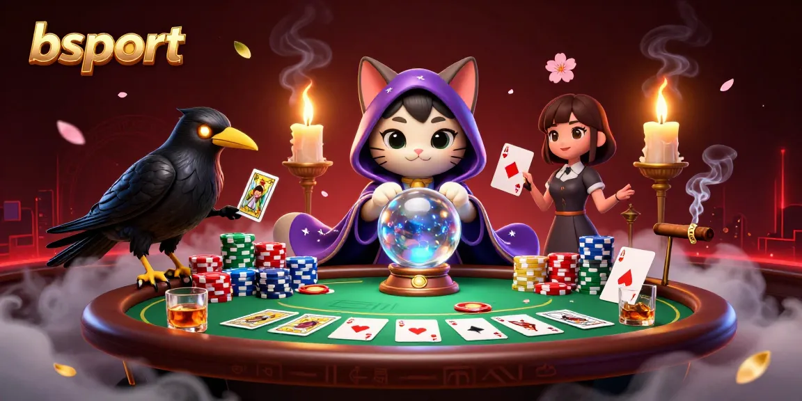 Experience thrilling poker action with bsport in this vibrant, magical gambling scene featuring mystic characters.