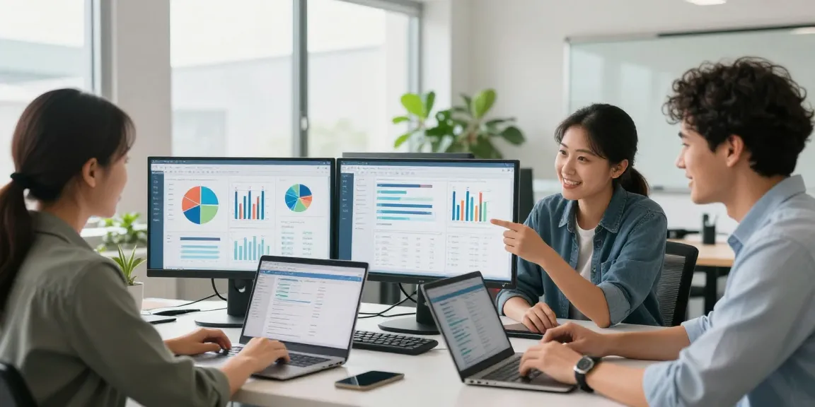 Experts discussing Monthly SEO packages in a collaborative office setting.