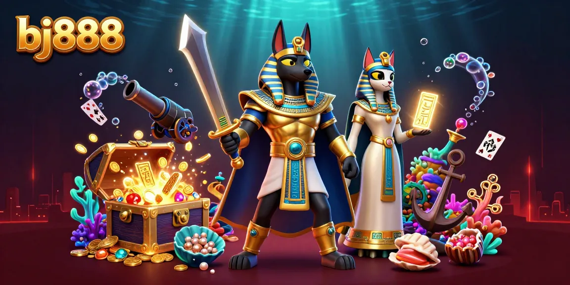 Experience thrilling gaming at bj888 with vibrant characters and gambling elements in an ancient Egyptian theme.