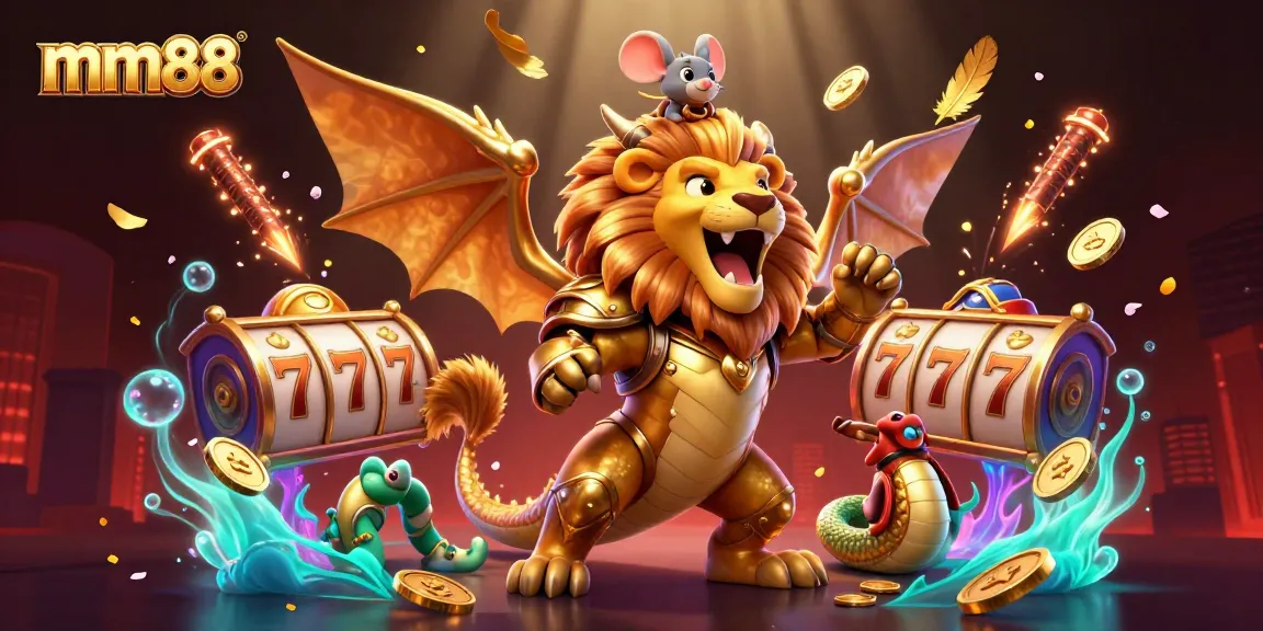 Experience thrilling jackpots with mm88's lively 3D illustration of luck and excitement!